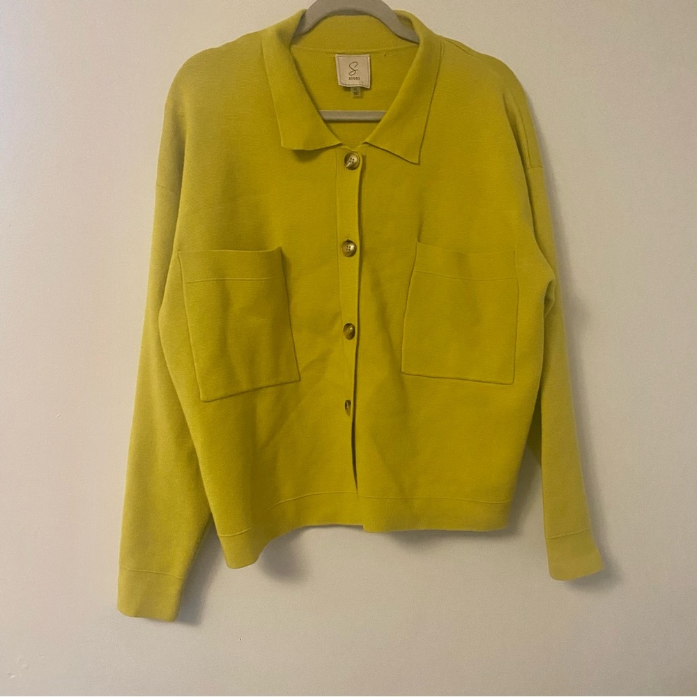 Sioni Size XL Mustard Rayon Blend Button-Up Cardigan Sweater Super Soft in EUC